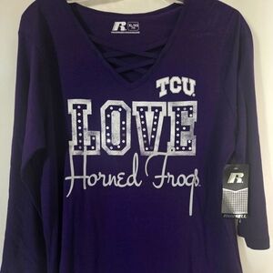 Russell Athletic Women's Purple TCU 3quarter Sleeve Tee
